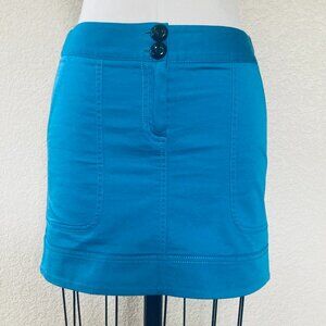 Kensie Girl turquoise blue mini skirt with large buttons & side pockets Size 3